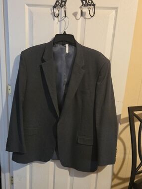 Men's Charcoal Gray Blazer - Classic Single-Breasted Suit Jacket